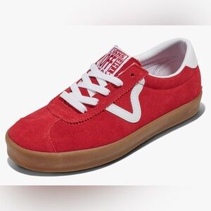 NEW Vans U Sport Low Men’s Track Sport Red and White Sneakers Sz 5.5